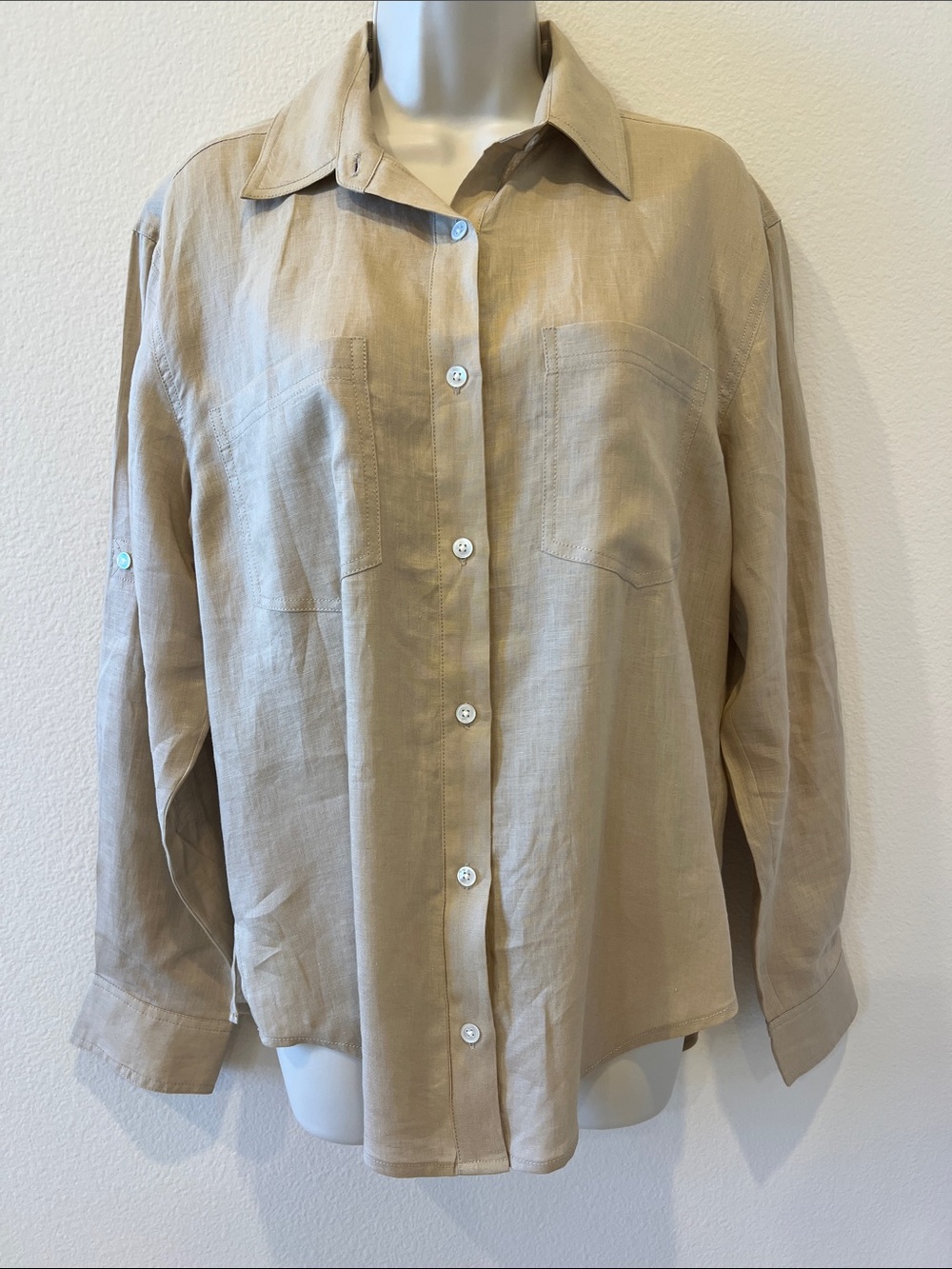 Veronica Beard Linen Long Sleeve Button Down
